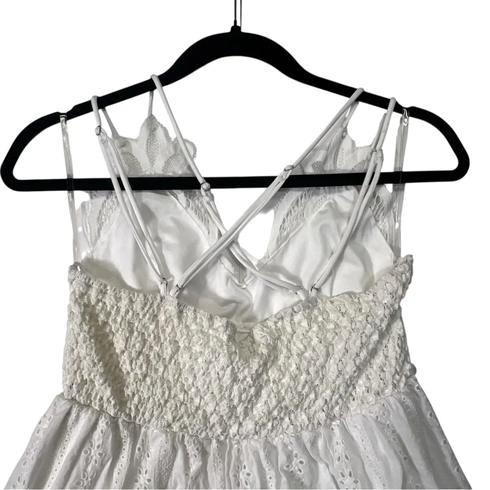 Large Three bird nest white lace bohemian dress work pockets - Picture 12 of 13